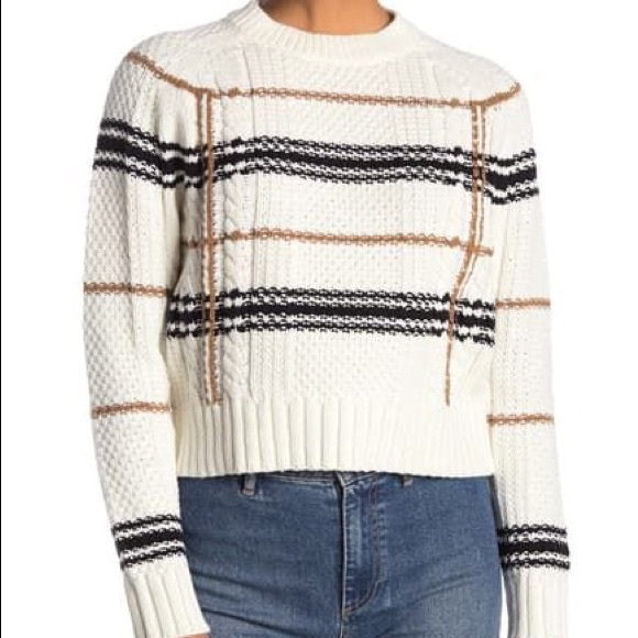 360 CASHMERE ella plaid pullover crew neck sweater - Picture 1 of 6